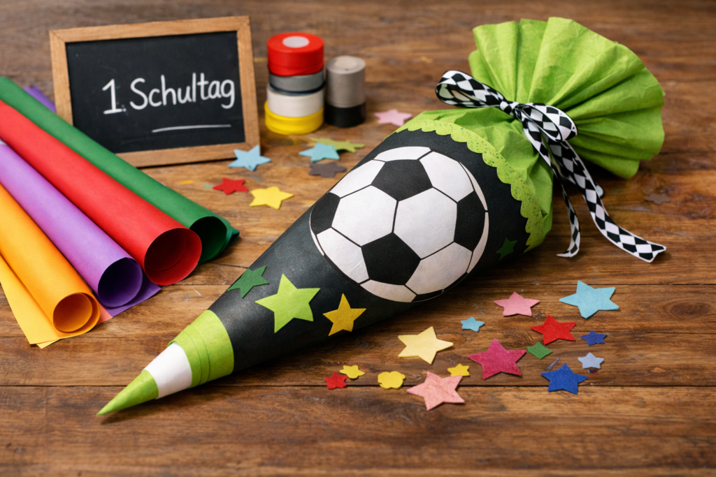 Fußball-Schultüte basteln