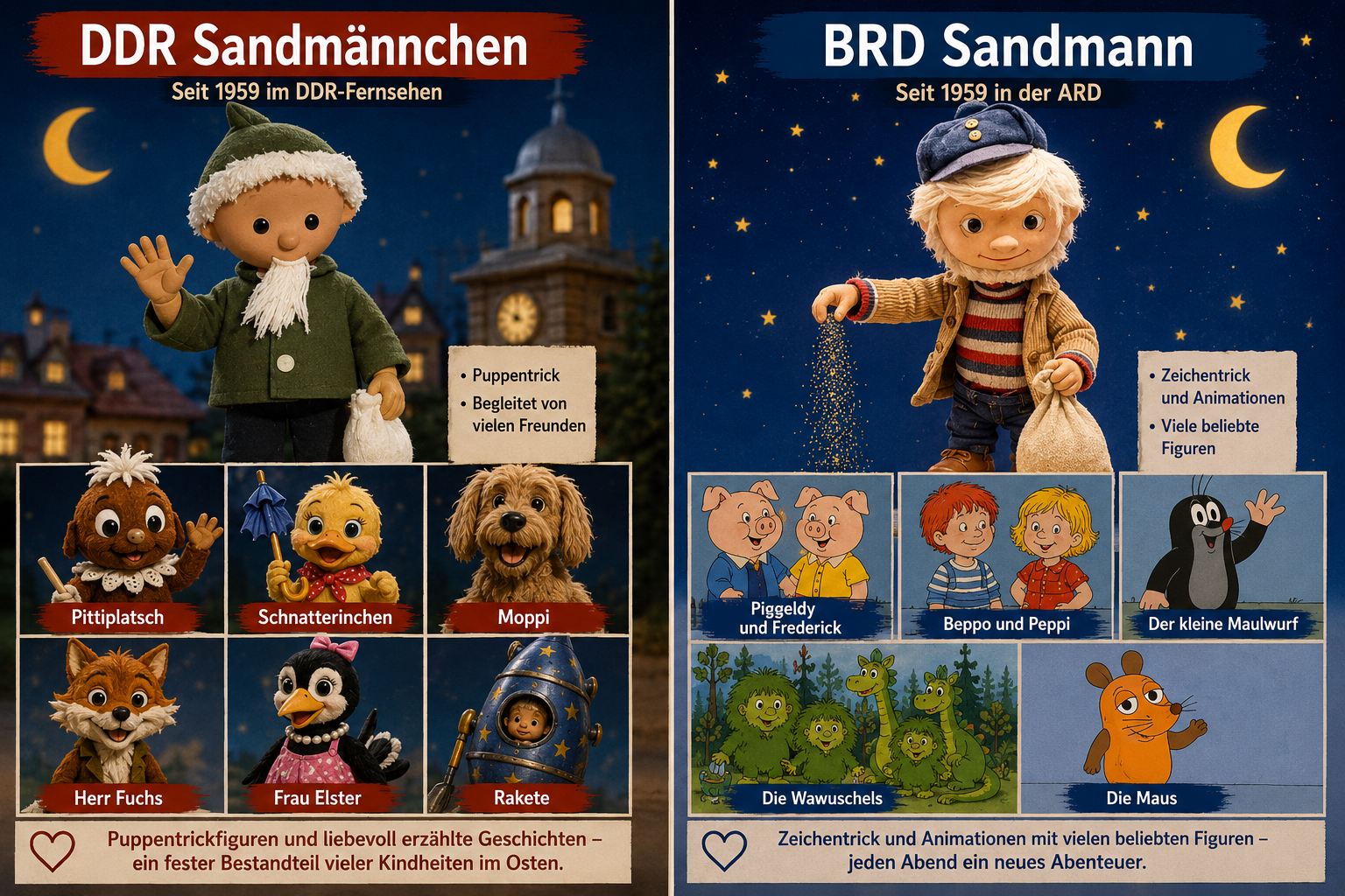 DDR-Sandmännchen und West-Sandmann: Die Unterschiede einfach erklärt