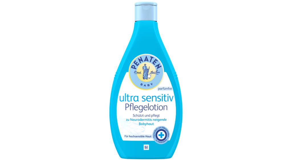 PENATEN® Ultra Sensitiv Pflegelotion für empfindliche Babyhaut – parfümfreie Hautpflege für hochsensible und zu Neurodermitis neigende Babyhaut.